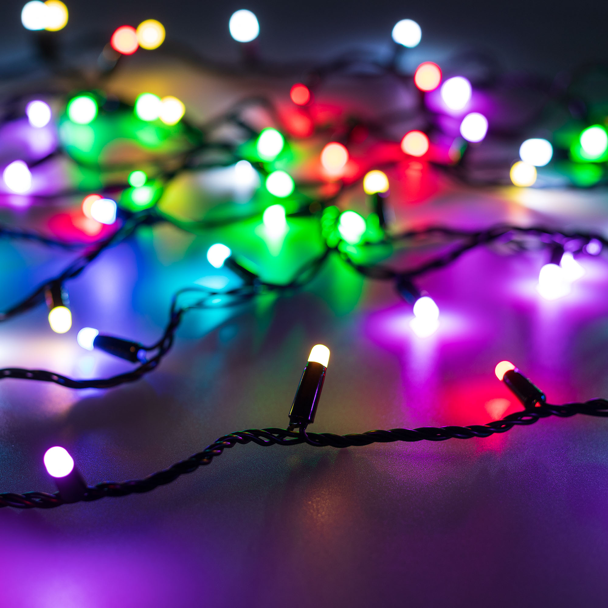 Светодиодная гирлянда ARD-STRING-CLASSIC-20000-BLACK-200LED-MILK-SYNC RGB (230V, 13W, RF ПДУ, 4000) (Ardecoled, IP65)