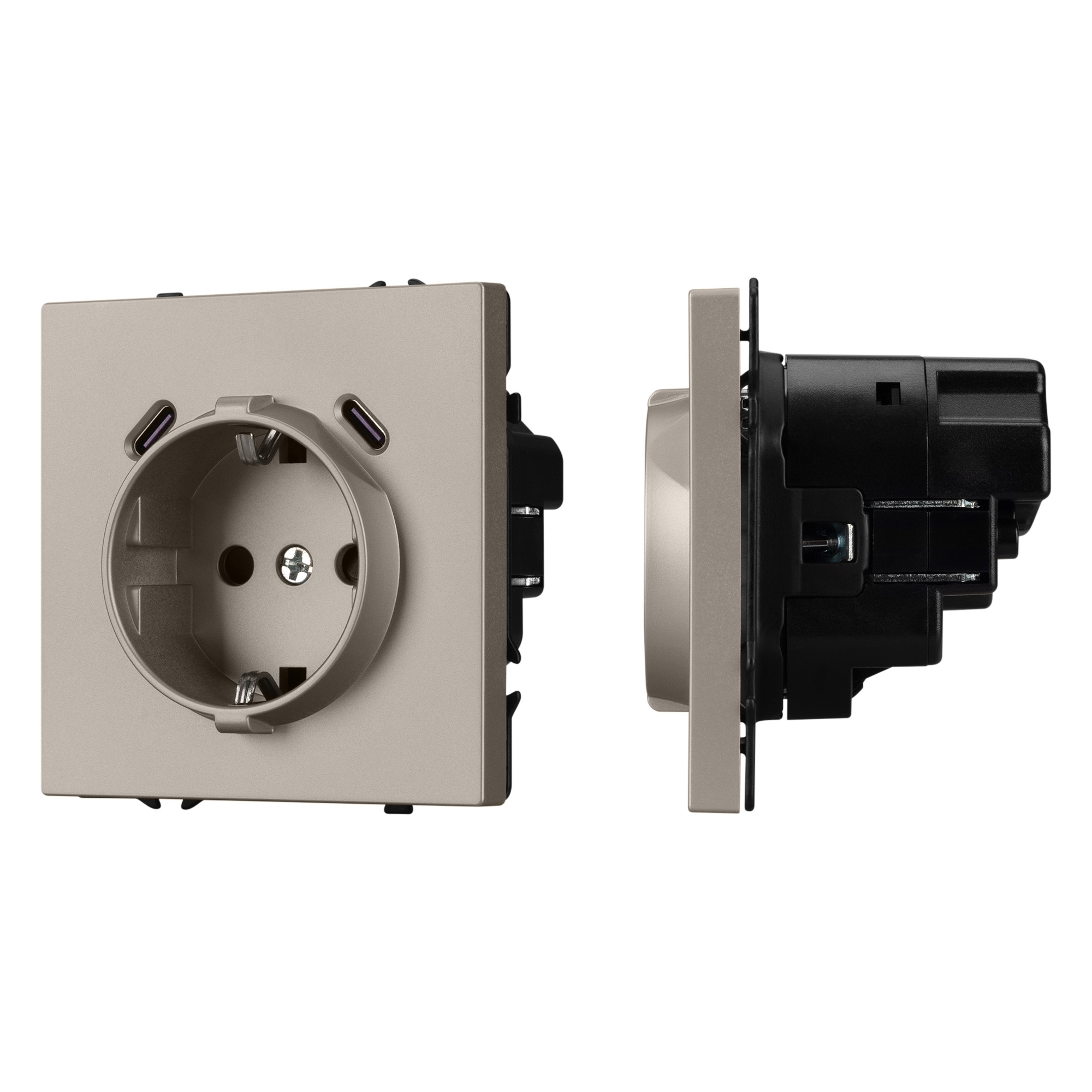 ARL NOBE Розетка зк со шторками с USB тип C+С софт-тач кашемир SCT-MUCC-SFPL-CA (250V, 16A) (Arlight, -)