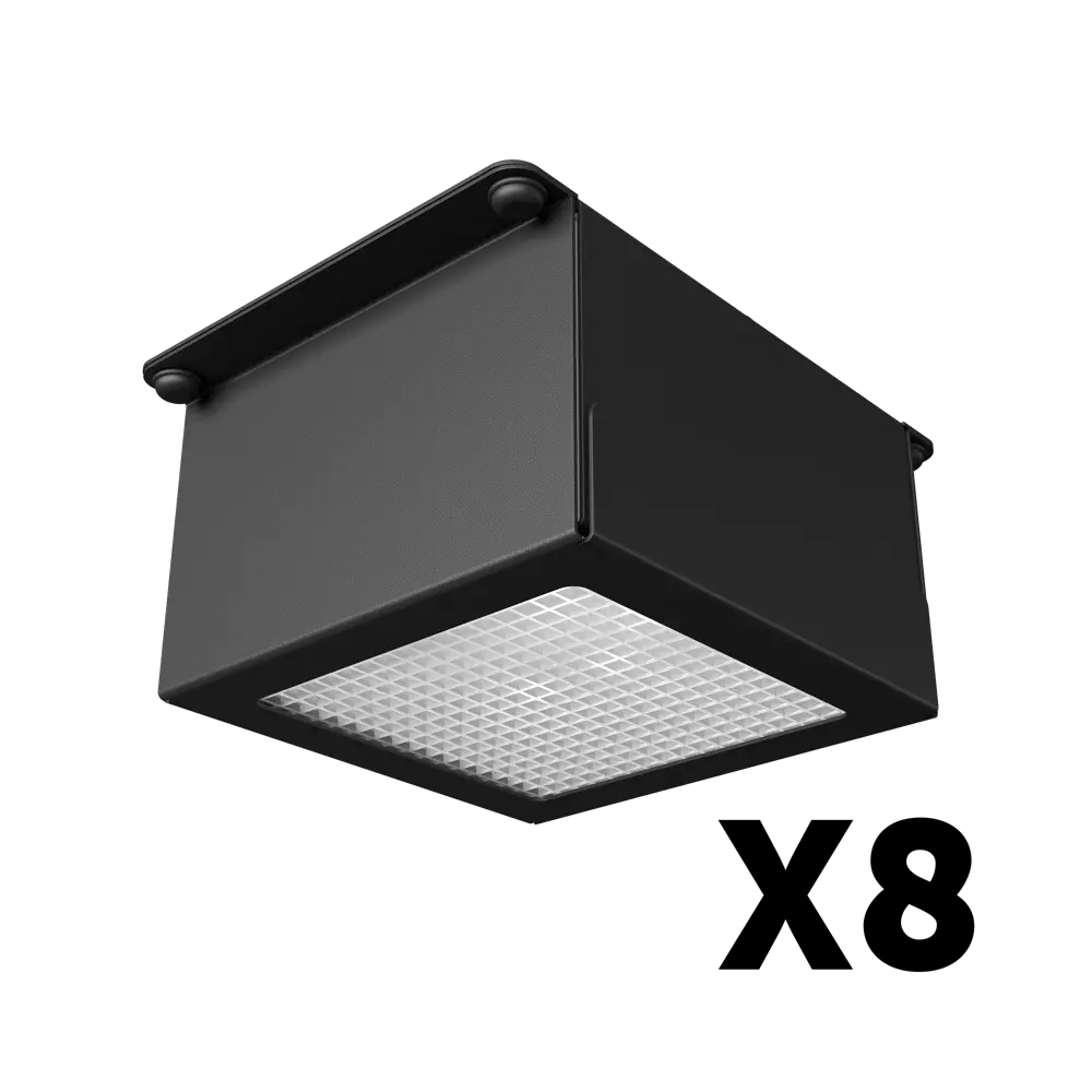 Комплект светильников Geniled Griliato Tetris x8 для ячейки 75x75 80Вт 3000К Микропризма Черный