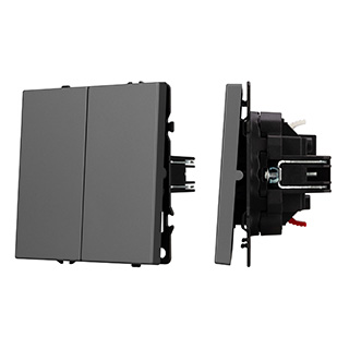 Механизм звонкового выключателя двухклавишный SWT-NOBE-MKR2-SFPL-GR (230V, 10A) (Arlight, Серый базальт)