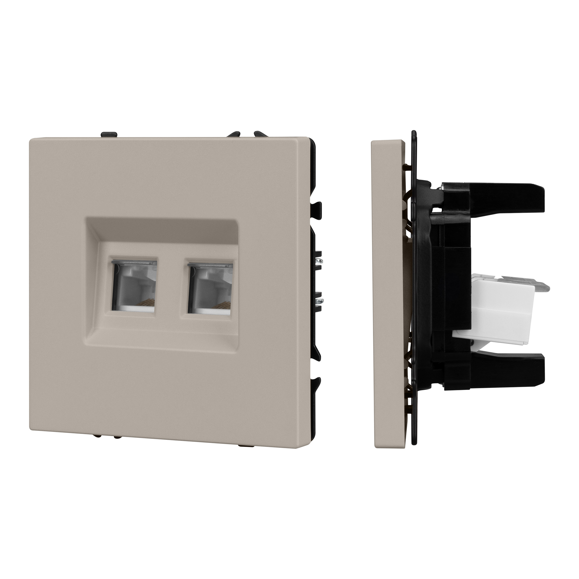 ARL NOBE Розетка компьютерная двойная софт-тач кашемир SCT-MPC2-SFPL-CA (2хRJ-45, CAT6) (Arlight, -)