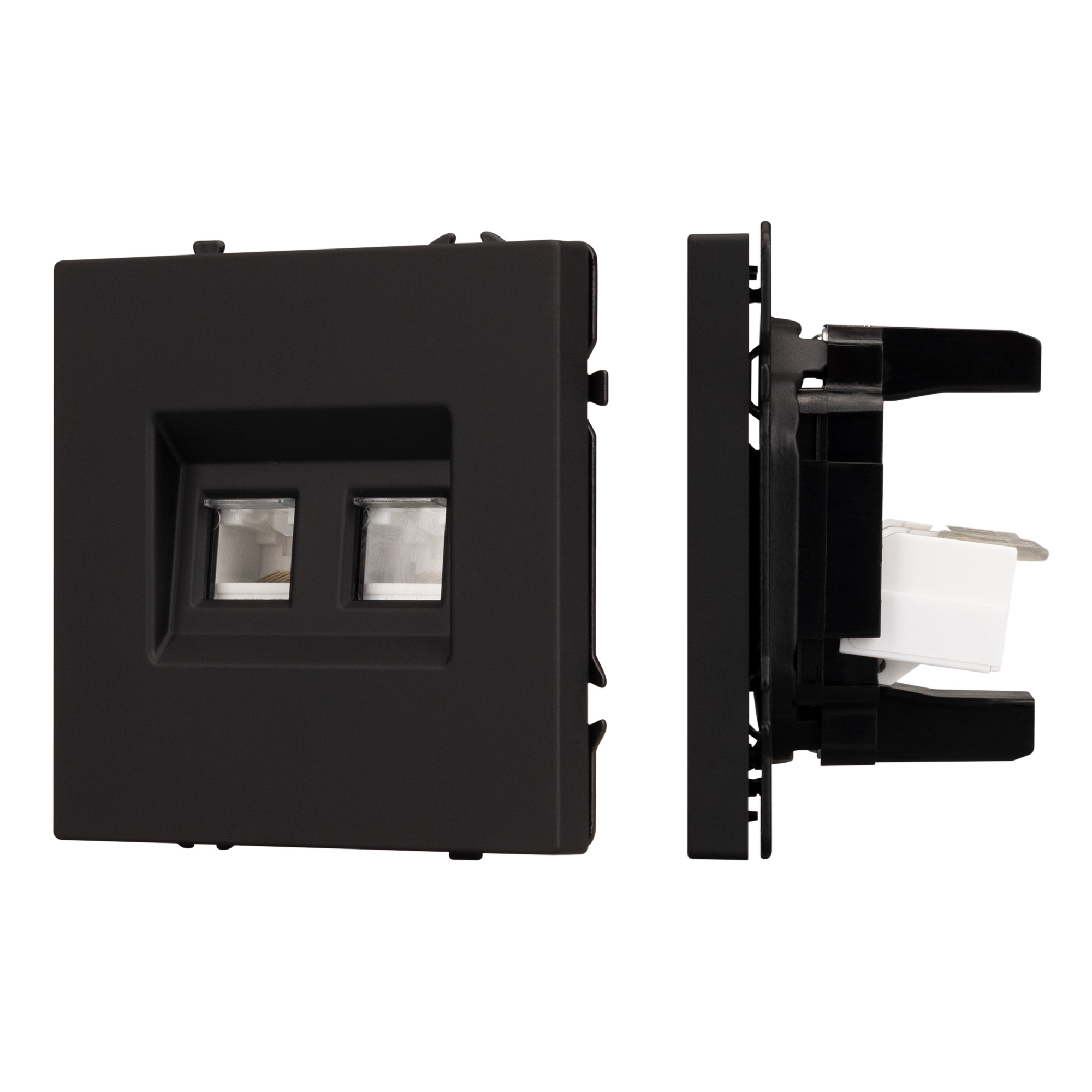 ARL NOBE Розетка компьютерная двойная софт-тач черный оникс SCT-MPC2-SFPL-BK (2хRJ-45, CAT6) (Arlight, -)