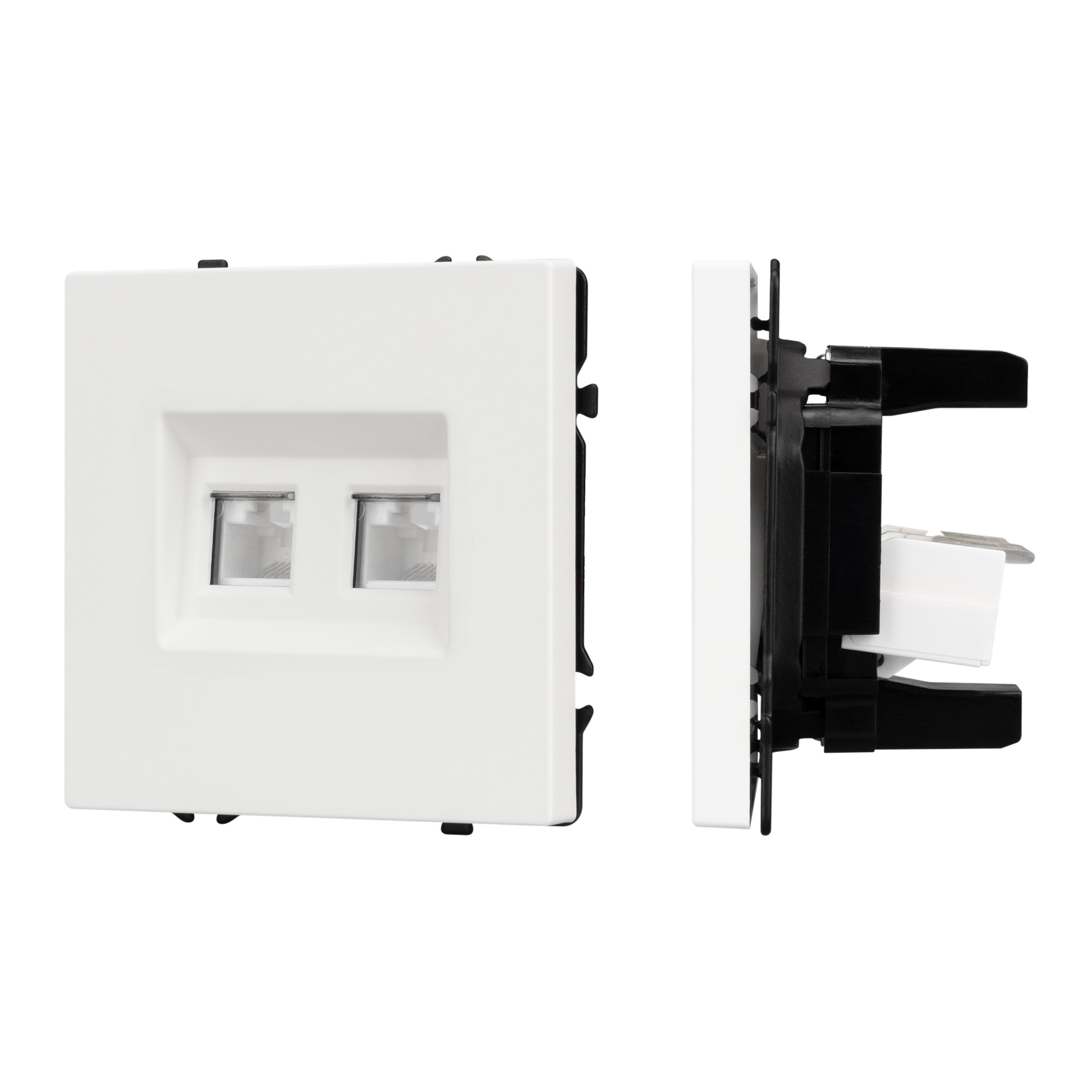 ARL NOBE Розетка компьютерная двойная софт-тач белый кварц SCT-MPC2-SFPL-WH (2хRJ-45, CAT6) (Arlight, -)