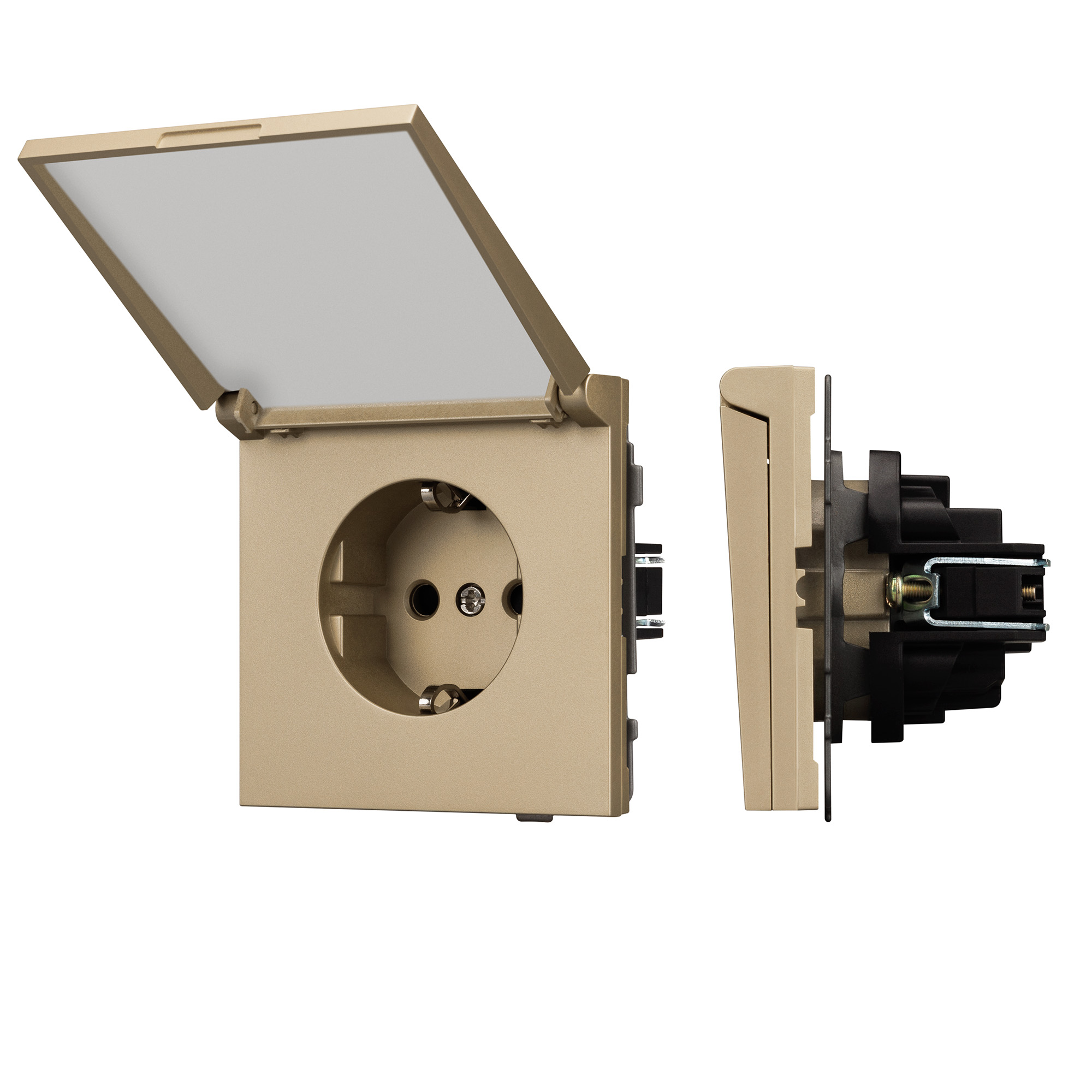 Механизм розетки влагозащищённый SCT-TENDO-MCP-SFPL-GD (230V, 16A) (Arlight, Матовый песочный)