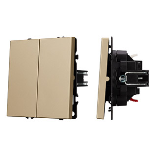 Механизм выключателя двухклавишный перекрёстный SWT-NOBE-MKX2-SFPL-GD (230V, 10A) (Arlight, Золотой песок)