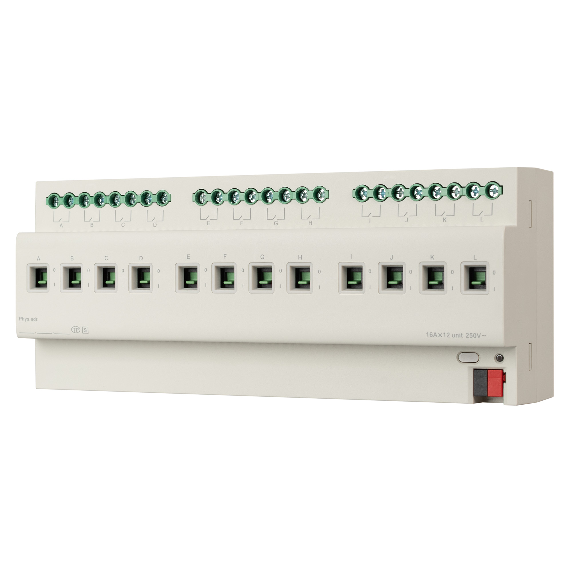 INTELLIGENT ARLIGHT Релейный модуль KNX-7123-82-DRO-DIN (BUS, 12x16A, KNX Secure) (IARL, IP20 Пластик, 2 года)