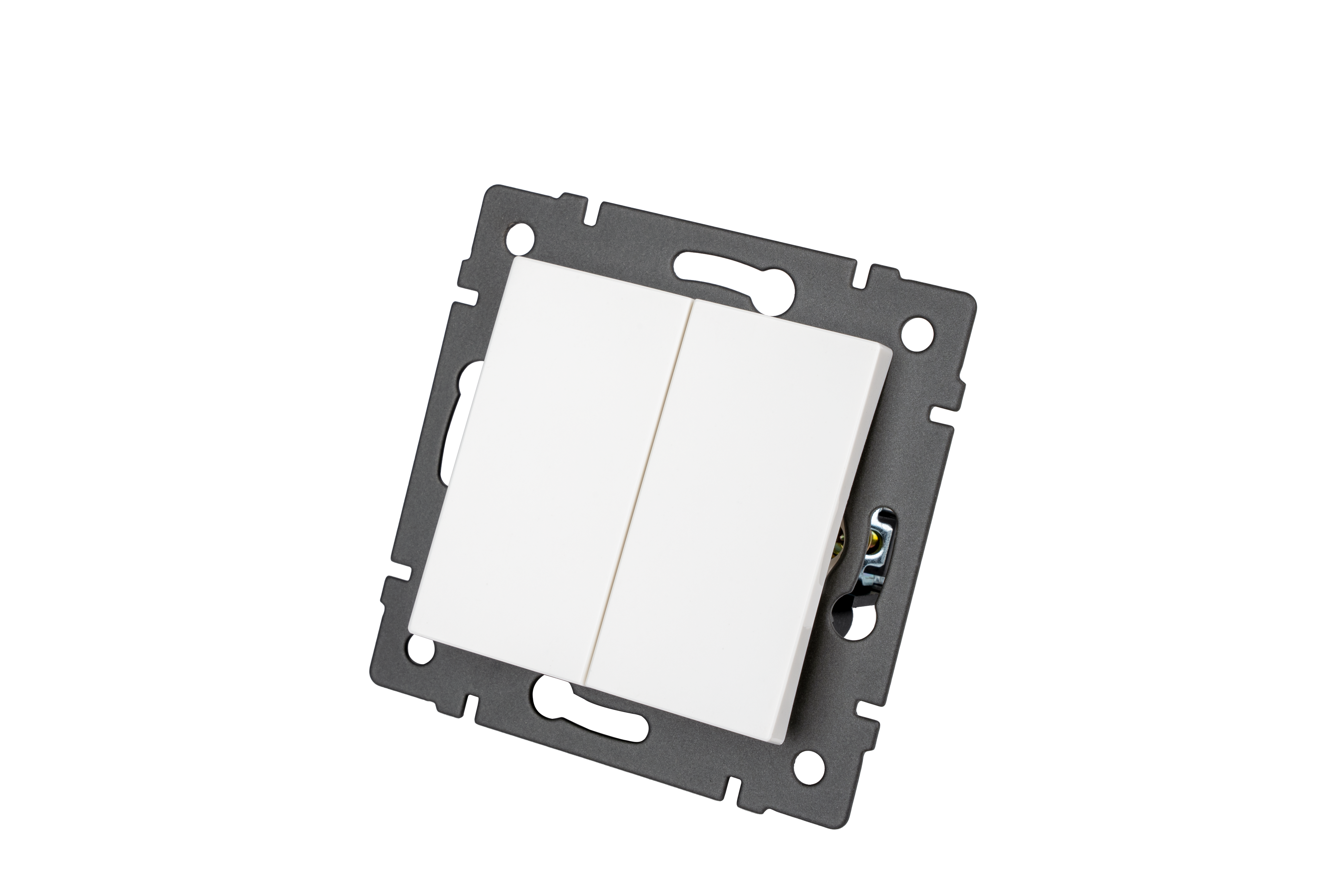 Механизм выключателя двухклавишный самовозвратный SWT-MKR2-PL-WH-V (250V, 10A) (Arlight, -)