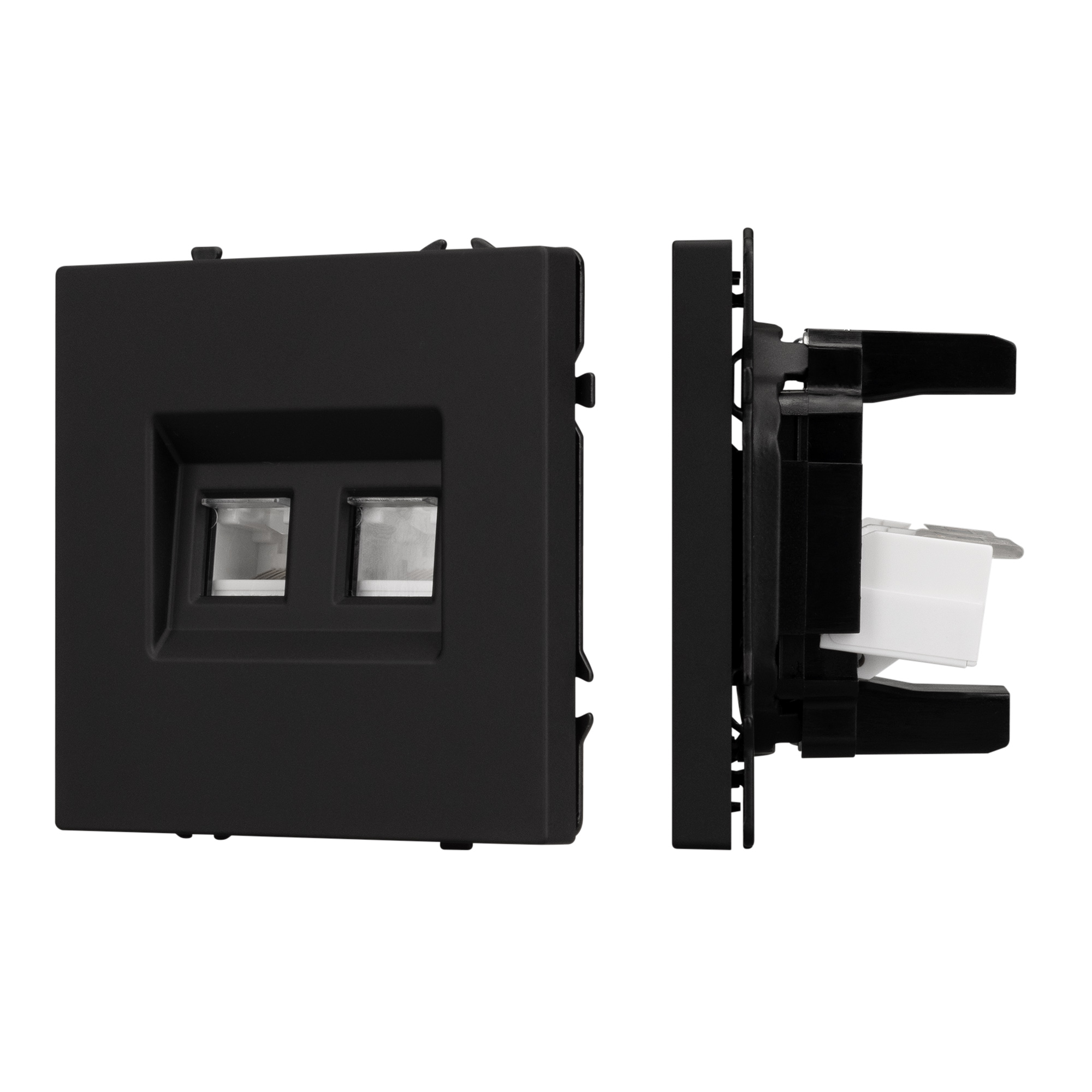 ARL NOBE Розетка телефонная двойная софт-тач черный оникс SCT-MTL2-SFPL-BK (2хRJ-11, 4C) (Arlight, -)