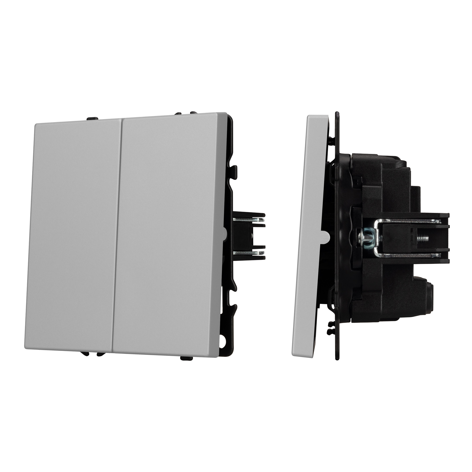 Механизм выключателя двухклавишный перекрёстный SWT-NOBE-MKX2-SFPL-IS (230V, 10A) (Arlight, Никель)