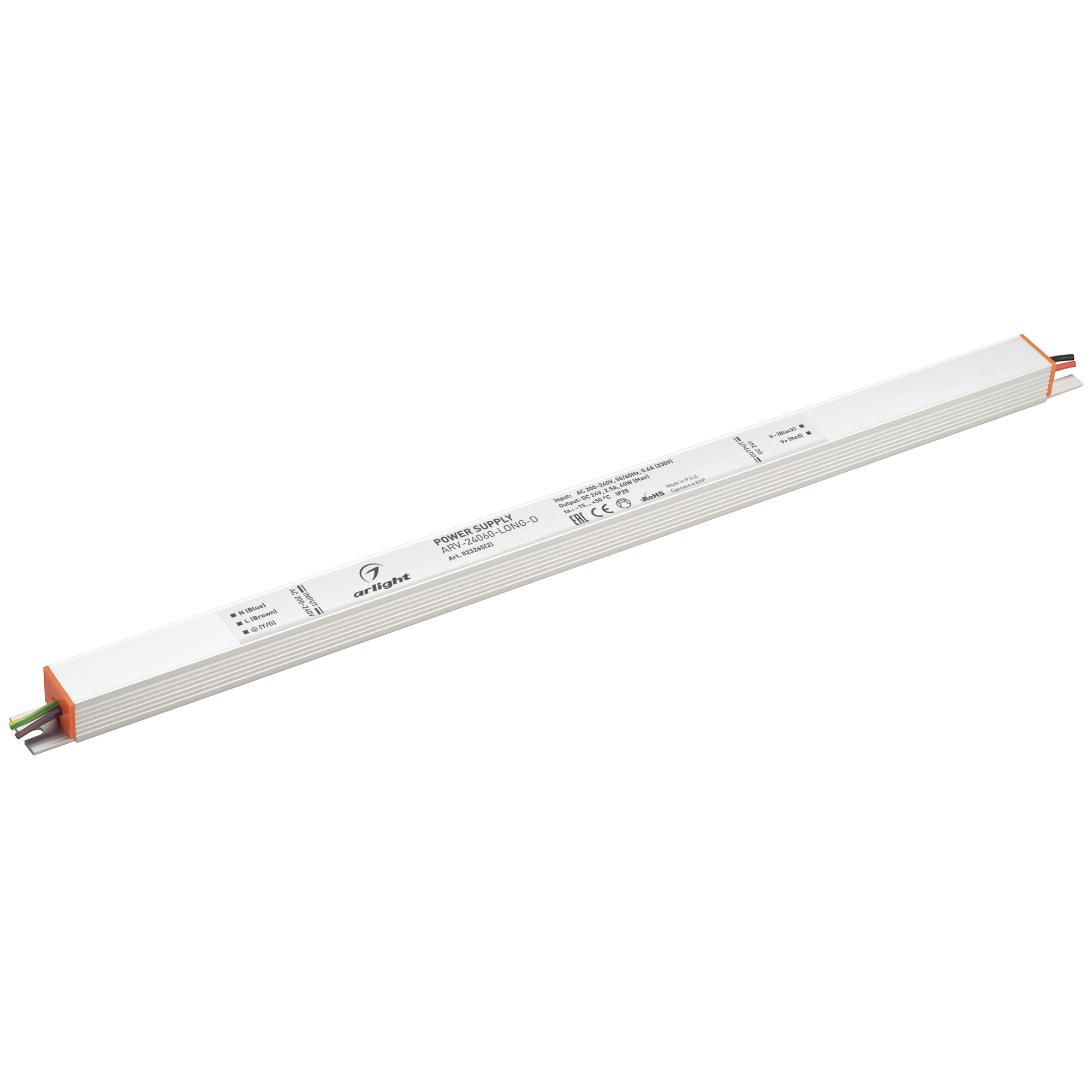 Блок питания ARV-24060-LONG-D (24V, 2.5A, 60W) (Arlight, IP20 Металл, 3 года)