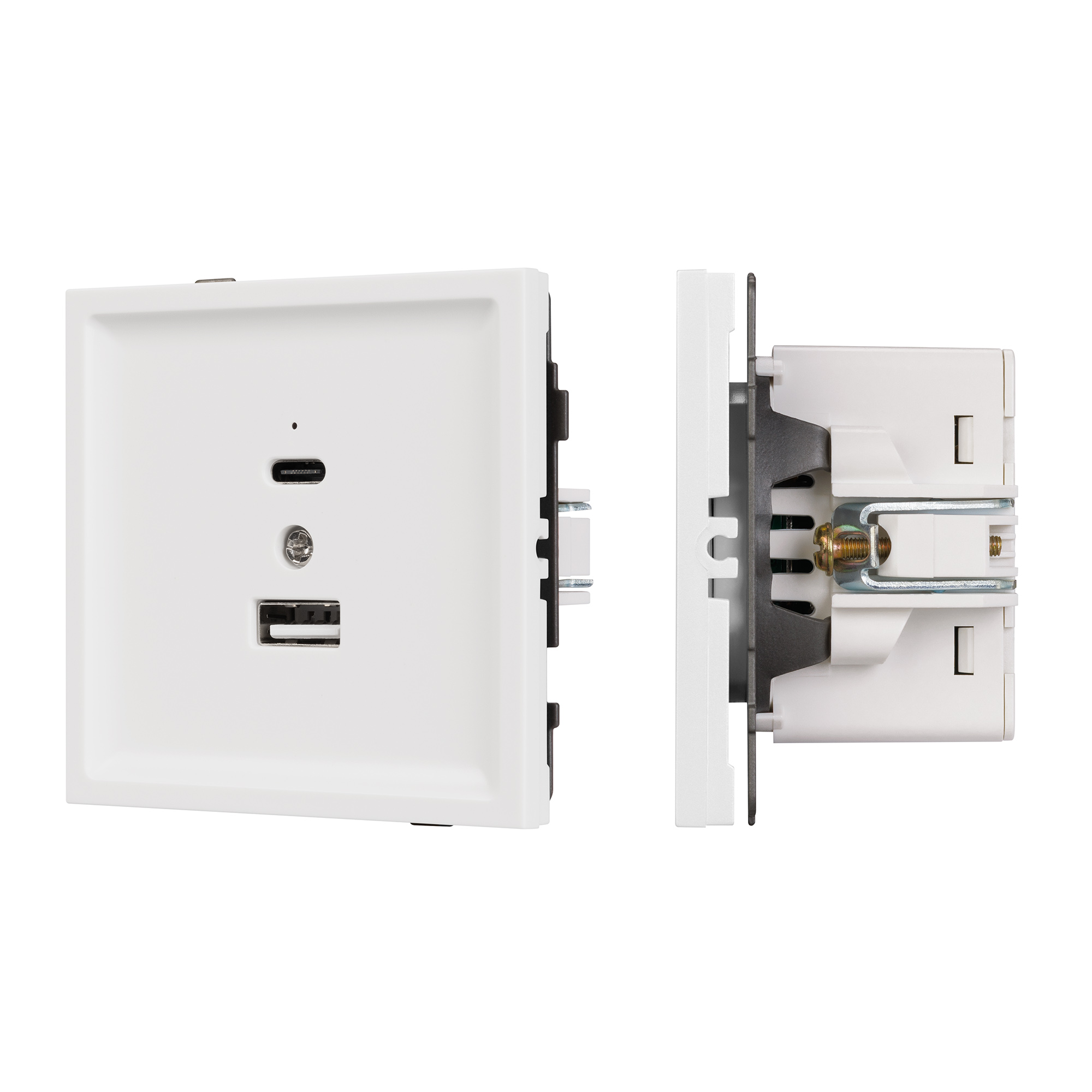 Механизм USB розетки SCT-TENDO-MUAC-SFPL-WH (5V, 3A, QC3) (Arlight, Матовый белый)