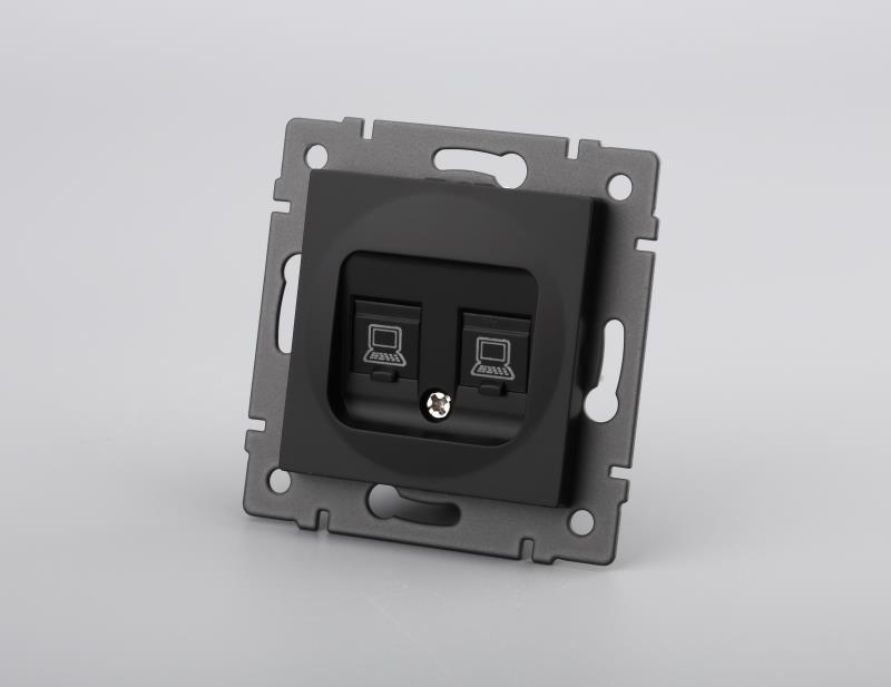 Механизм компьютерной розетки двойной SCT-MPC2-PL-BK-V (RJ-45, CAT6) (Arlight, -)