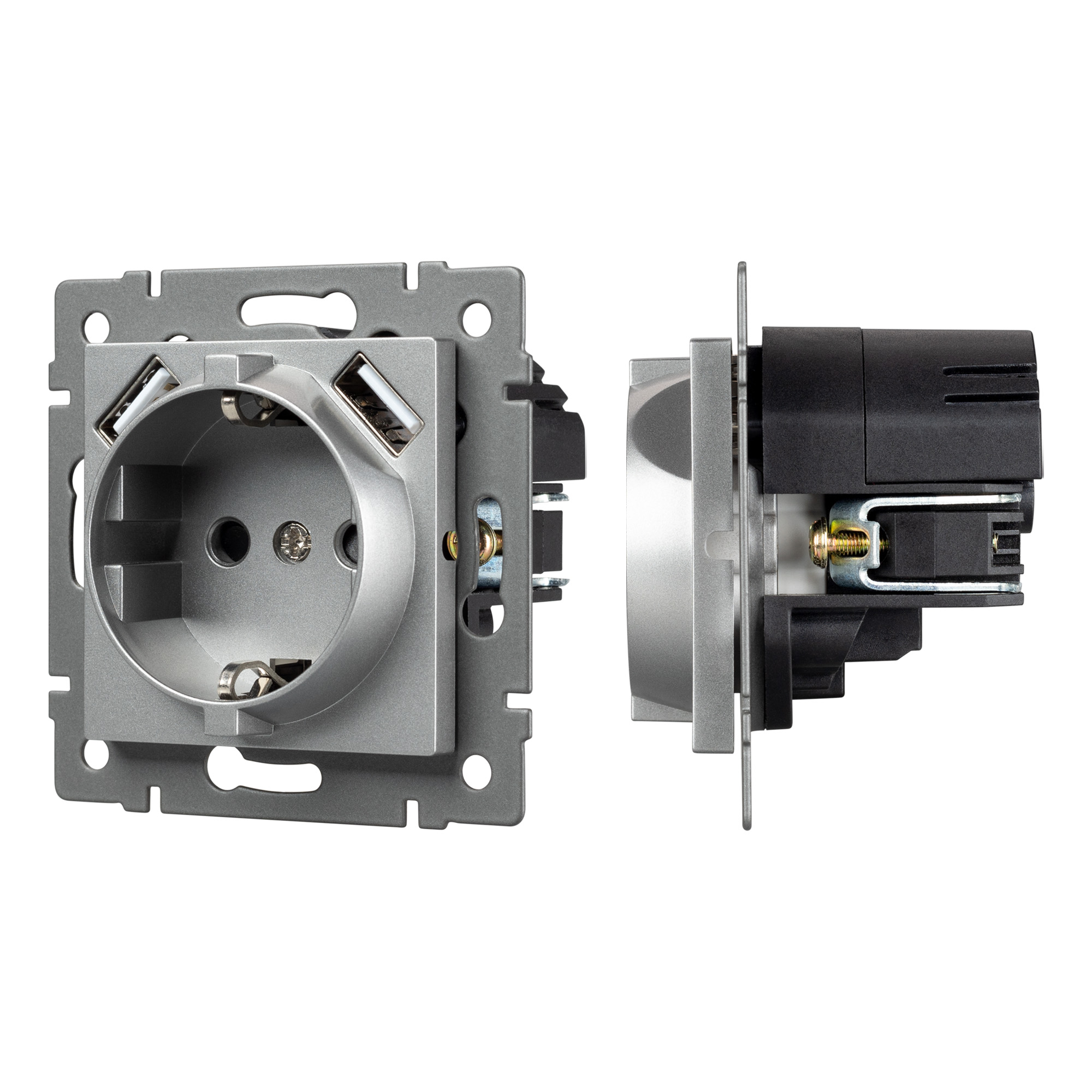 Механизм розетки с USB зарядкой SCT-MUAA-PL-GR-V (250V, 16A) (Arlight, -)