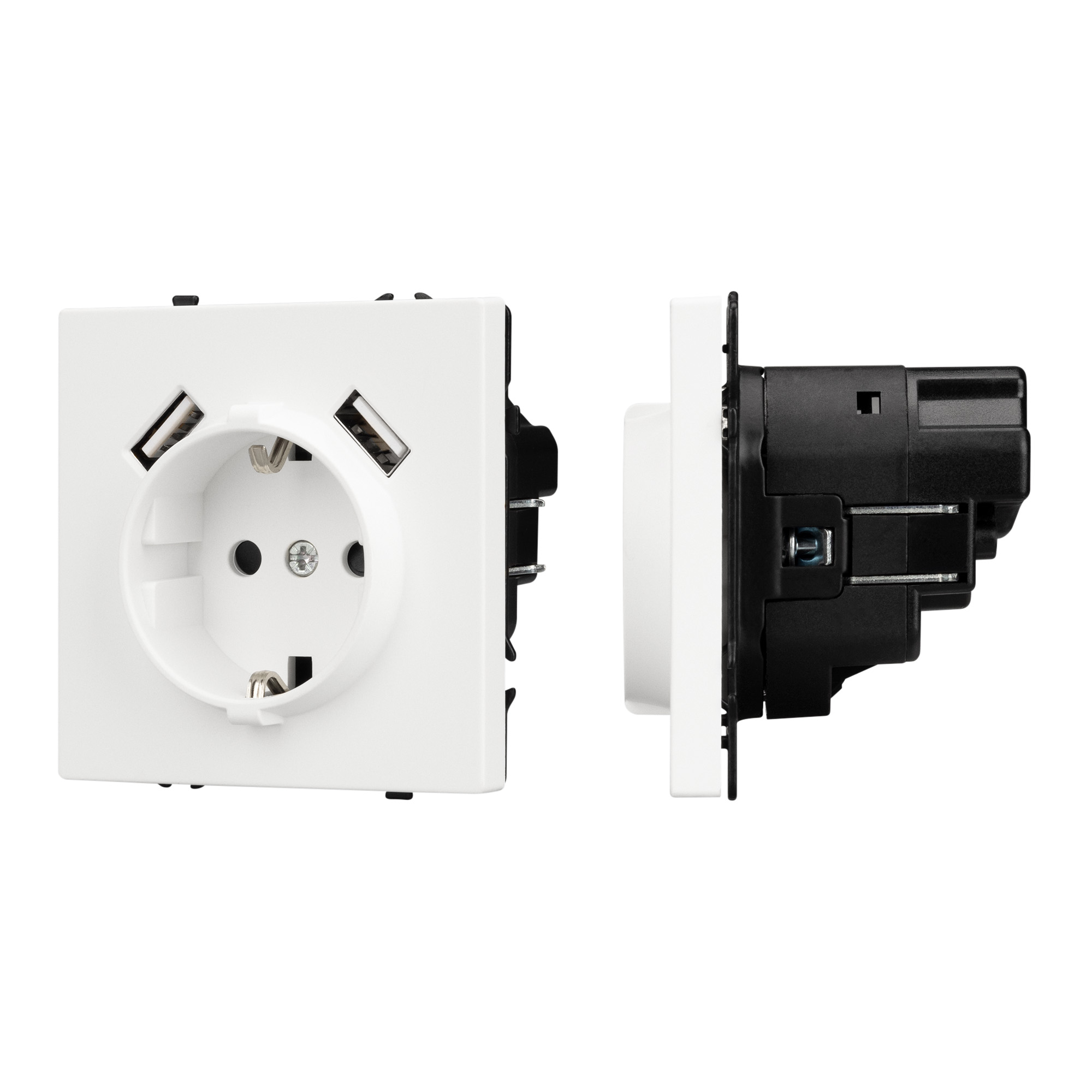 ARL NOBE Розетка зк со шторками с USB тип А+А софт-тач белый кварц SCT-MUAA-SFPL-WH (250V, 16A) (Arlight, -)