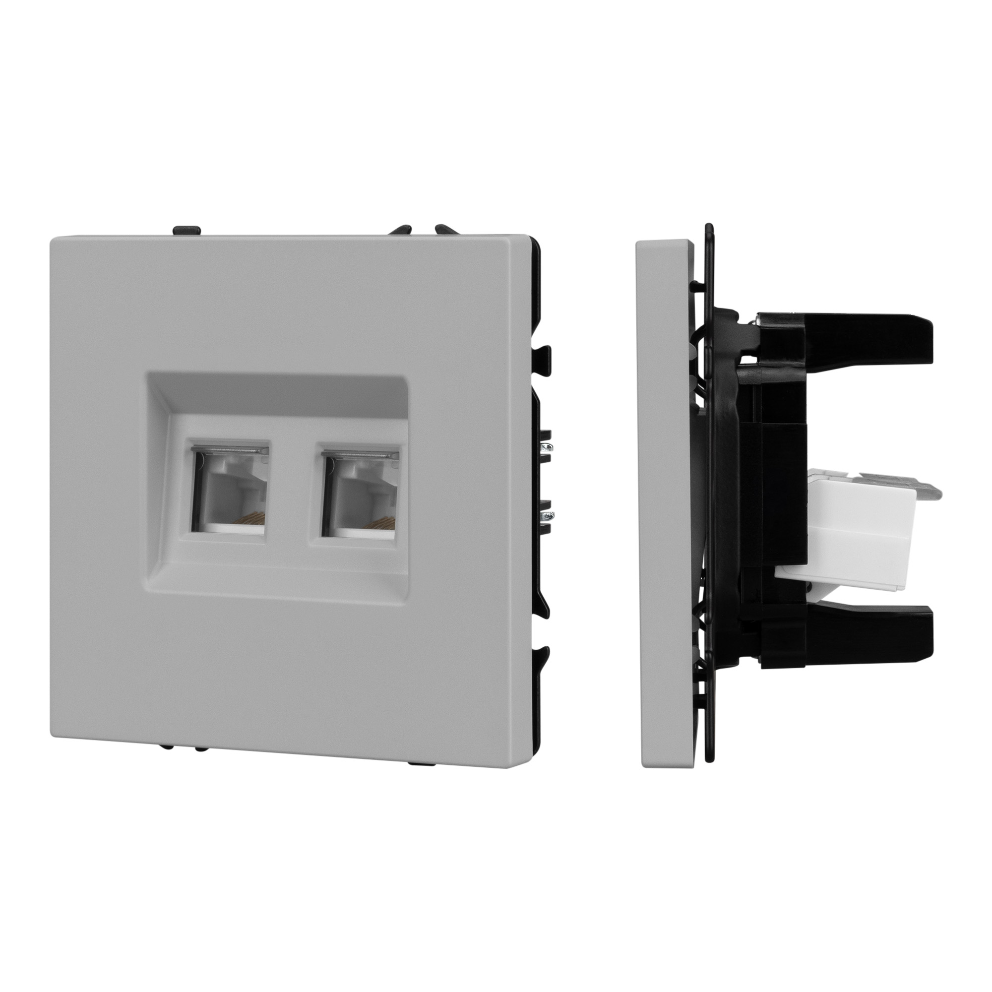 ARL NOBE Розетка компьютерная двойная софт-тач никель SCT-MPC2-SFPL-IS (2хRJ-45, CAT6) (Arlight, -)