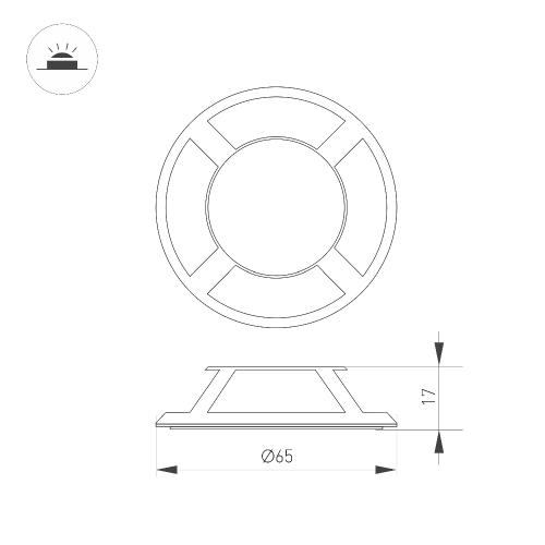 Накладка ART-DECK-CAP-LID4-R65 (SL, STEEL) (Arlight, Металл)