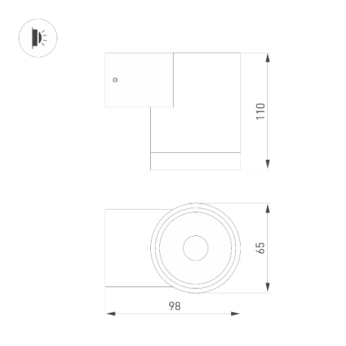 Светильник LGD-RAY-WALL-R65-12W Warm3000 (GR, 6 deg, 230V) (Arlight, IP65 Металл, 3 года)