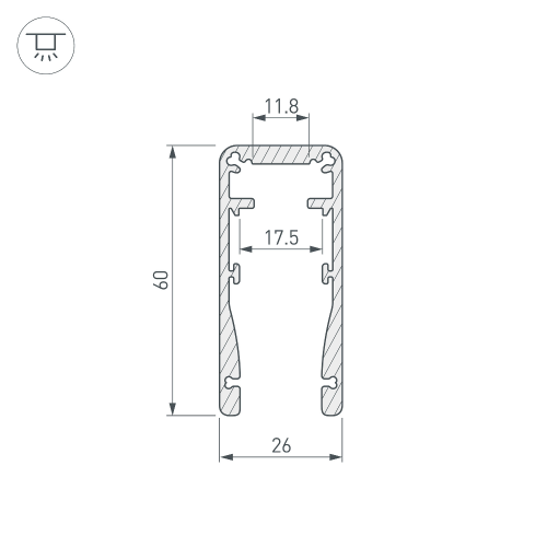 Профиль ALU-HANDRAIL-2000 FOR GLASS 17.5 (Arlight, Алюминий)