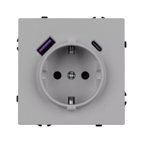 Механизм розетки с USB зарядкой SCT-NOBE-MUAC-SFPL-IS (230V, 16A) (Arlight, Никель)
