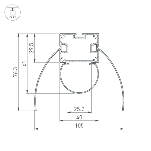 Профиль ARH-POWER-W154-COMFORT-2000 ANOD (Arlight, Алюминий)