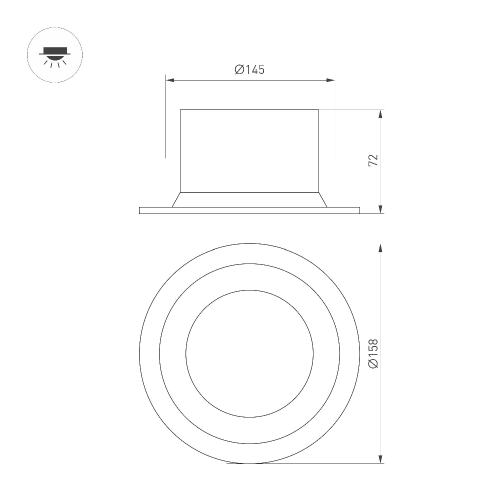 Светильник MS-DROP-BUILT-R158-30W Day4000 (WH, 90 deg, 230V) (Arlight, IP54 Металл, 5 лет)