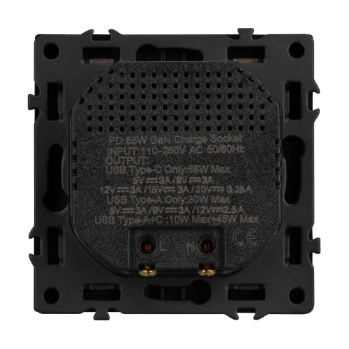 ARL NOBE USB Розетка тип A+C софт-тач черный оникс SCT-MUAC-SFPL-FC-BK (65W, QC3) (Arlight, -)