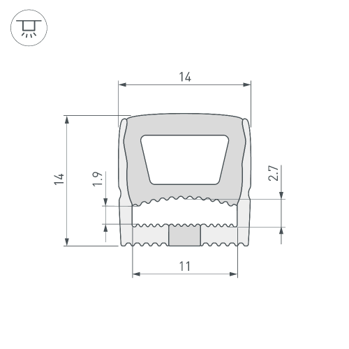 Силиконовый профиль WPH-FLEX-1414-TOP-S11-5m WHITE (Arlight, Силикон)