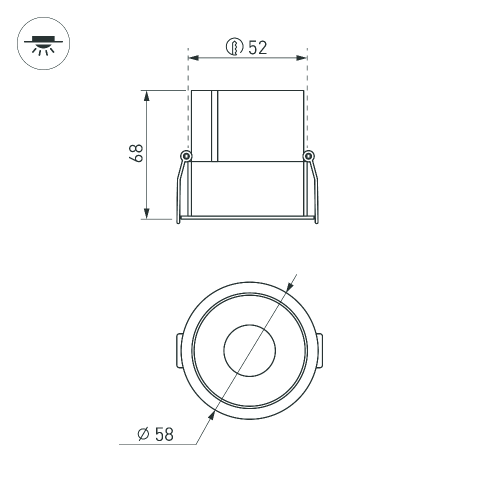 Светильник MS-ATLAS-BUILT-R58-10W Warm3000 (WH-WH, 35 deg, 230V) (Arlight, IP20 Металл, 5 лет)