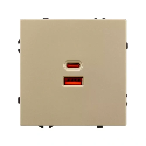 Механизм розетки с быстрой USB зарядкой SCT-NOBE-MUAC-SFPL-FC-GD (65W, QC3) (Arlight, Золотой песок)