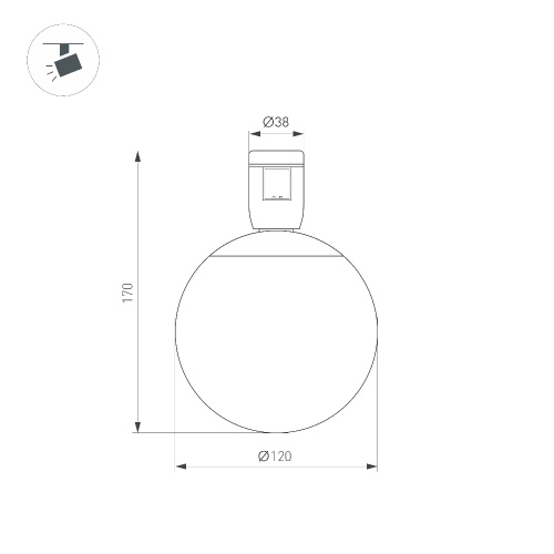 Светильник ART-APRIORI-SFERO-R120-5W Warm3000 (BK, 350 deg, 48V) (Arlight, IP20 Металл, 3 года)