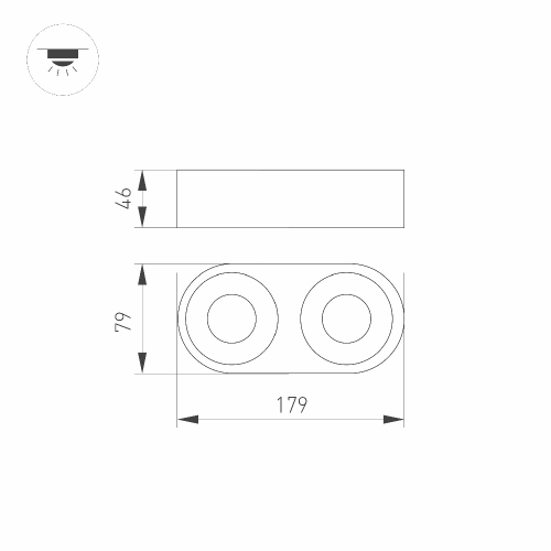 Корпус PLURIO-BASE-SURFACE-RS179x78 (BK, 1-2, 200mA) (Arlight, IP20 Металл, 3 года)