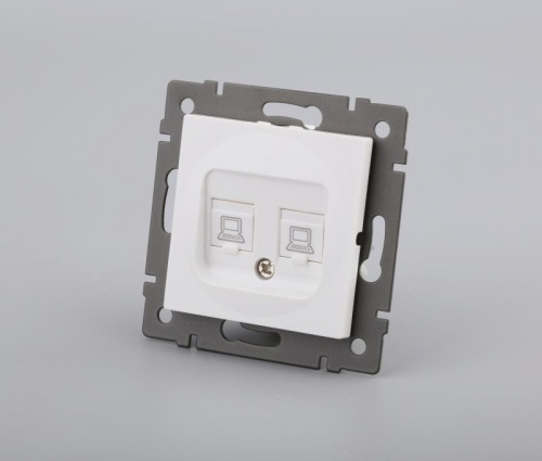 Механизм компьютерной розетки двойной SCT-MPC2-PL-WH-V (RJ-45, CAT6) (Arlight, -)