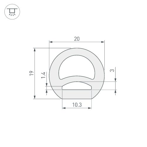 Силиконовый профиль WPH-FLEX-D20-TOP-S10-50m WHITE (Arlight, Силикон)