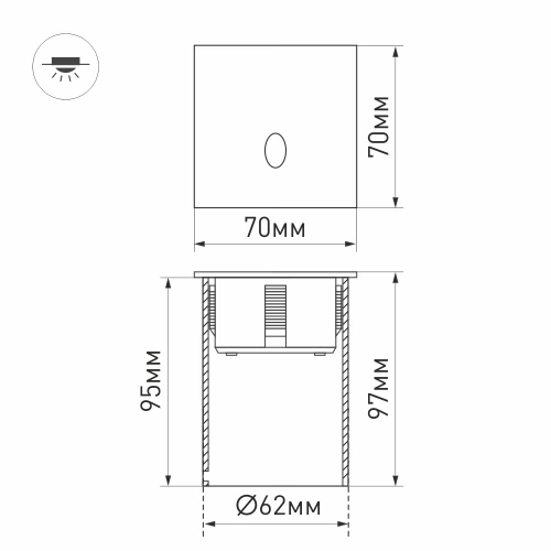 Светильник LT-GAP-S70x70-3W Warm3000 (BK, 30deg, 230V) (Arlight, IP65 Металл, 3 года)