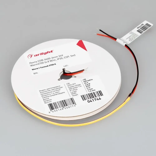 Лента COB-X400-3mm 24V Warm2700 (4.8 W/m, IP20, 5m) (Arlight, -)