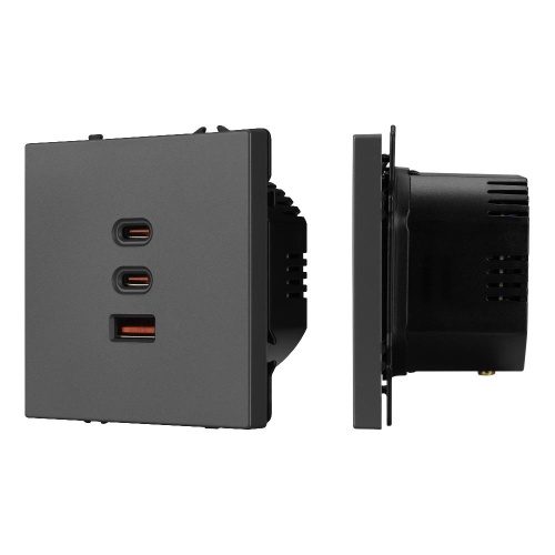 ARL NOBE USB Розетка тип А+С+С софт-тач серый базальт SCT-MUACC-SFPL-FC-GR (65W, QC3) (Arlight, -)