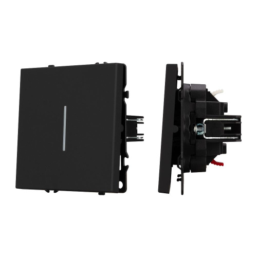 ARL NOBE Выключатель 1 кл подсветка софт-тач черный оникс SWT-MK01-SFPL-L-BK (250V, 10A) (Arlight, -)
