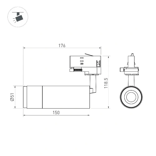 Светильник LGD-GESTIA-TRACK-4TR-R51-10W Warm3000 (BK-NI, 25-50 deg, 230V) (Arlight, IP20 Металл, 5 лет)