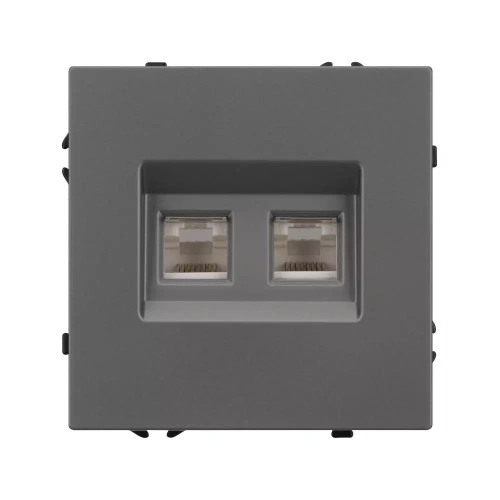 Механизм сдвоенной компьютерной розетки SCT-NOBE-MPC2-SFPL-GR (RJ-45, CAT6) (Arlight, Серый базальт)