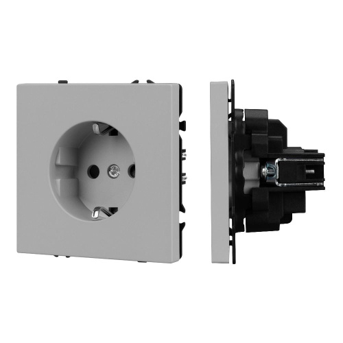 ARL NOBE Розетка зк со шторками софт-тач никель SCT-MEU-SFPL-IS (250V, 16A) (Arlight, -)