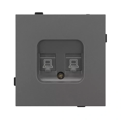 Механизм компьютерной розетки двойной SCT-TENDO-MPC2-SFPL-GR (RJ-45, CAT6) (Arlight, Матовый графитовый)
