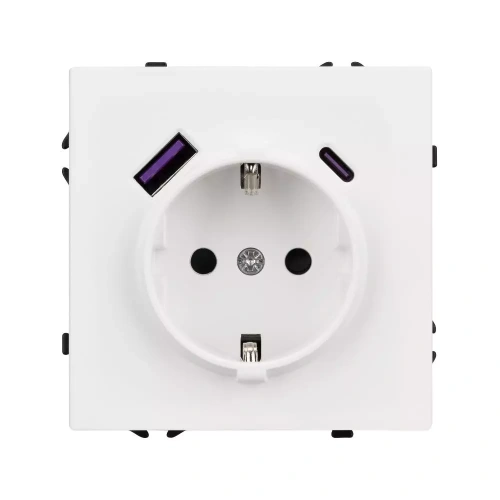 Механизм розетки с USB зарядкой SCT-NOBE-MUAC-SFPL-WH (230V, 16A) (Arlight, Белый кварц)