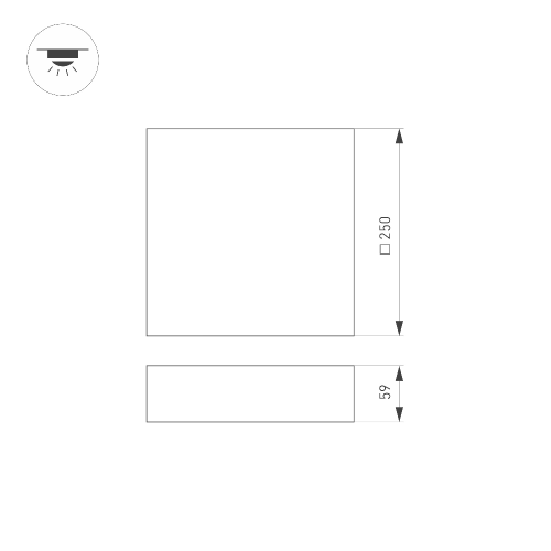 Светильник SP-QUADRO-S250x250-25W Warm3000 (WH, 120 deg, 230V) (Arlight, IP40 Металл, 3 года)