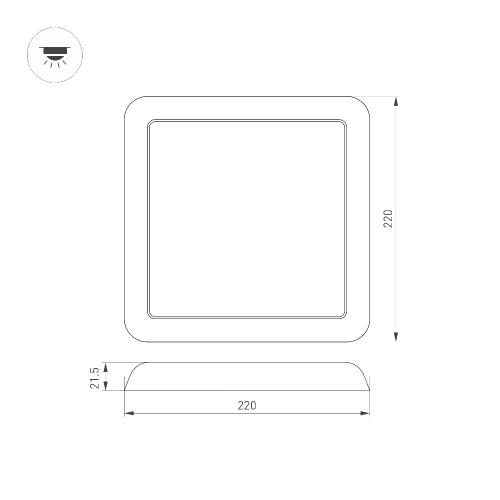 Светильник CL-FIOKK-S220x220-18W Day4000-MIX (WH, 120 deg, 230V) (Arlight, IP44 Пластик, 3 года)