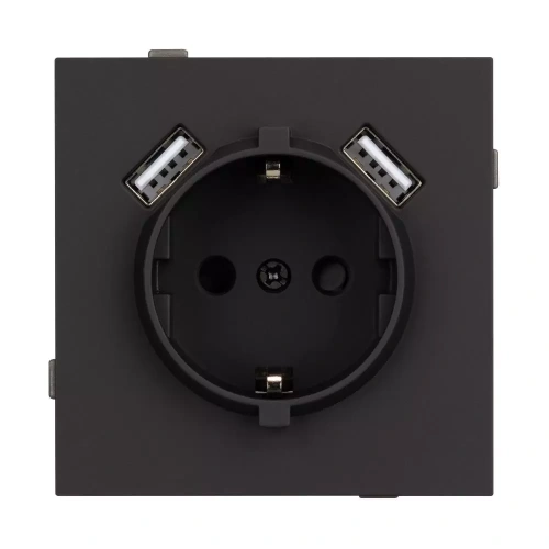 Механизм розетки с USB зарядкой SCT-TENDO-MUAA-SFPL-BK (230V, 16A) (Arlight, Матовый черный)
