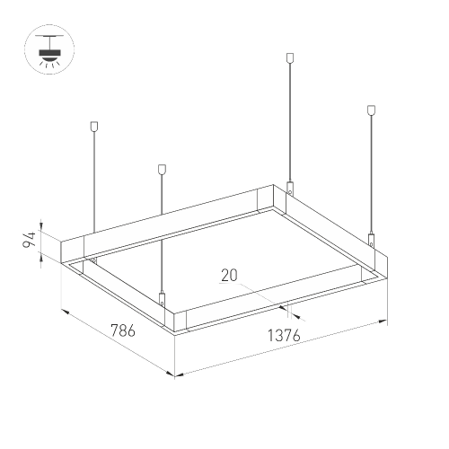 Светильник ALT-LINEAIR-RECTANGLE-FLAT-UPDOWN-DIM-1375x785-140W Warm3000 (BK, 100 deg, 230V) (Arlight, IP20 Металл, 3 года)