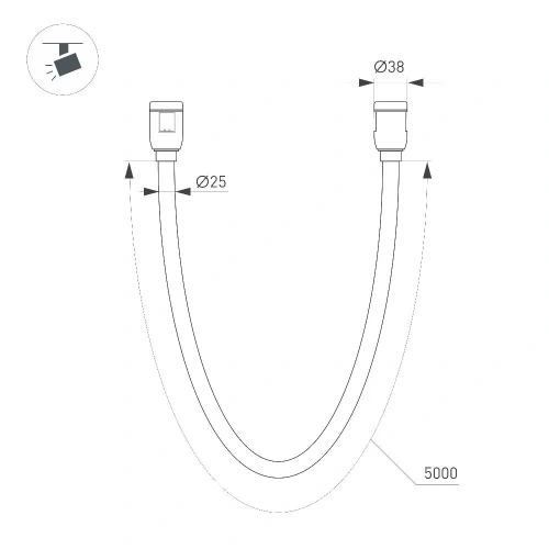 Светильник ART-APRIORI-TUBE-ELASTIC-R38-L5000-60W Day4000 (TN, 360 deg, 48V) (Arlight, IP20 Металл,  (Arlight, IP20 Металл, 3 года)