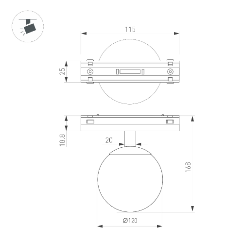 Светильник MAG-VIBE-SFERO-R120-6W Warm3000 (BK, 235 deg, 48V) (Arlight, IP20 Металл, 5 лет)