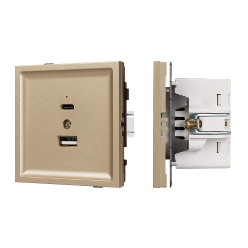 Механизм USB розетки SCT-TENDO-MUAC-SFPL-GD (5V, 3A, QC3) (Arlight, Матовый песочный)
