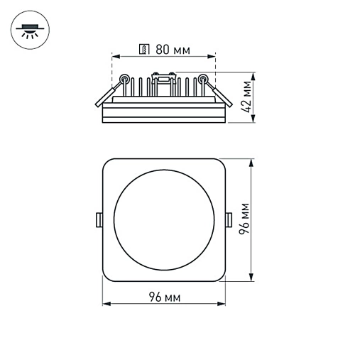 Светодиодная панель LTD-96x96SOL-BK-10W Warm White (Arlight, IP44 Пластик, 3 года)